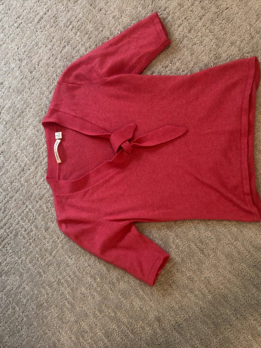 Carrie Forbes Cashmere Silk Tie Front Sweater Coral Pink S